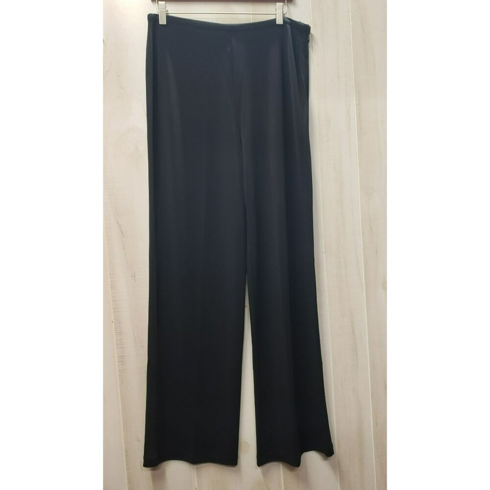 Talbots Black Wide-Leg Pants, Side Zip, Large, Professional Classic Dressy